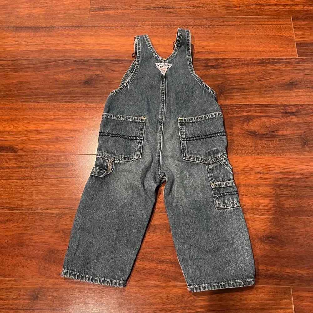 OshKosh B'gosh Kids Blue Denim Vestbak Carpenter Overalls Bibs 12 Months